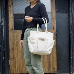 素食袋（大號）9號帆布赤塔棉/ Sashiko圖案印花/手提袋 第3張的照片