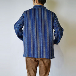 羽織りジャケット/藍縞/遠州木綿 4枚目の画像