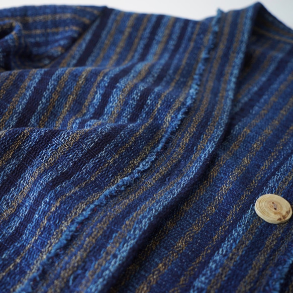 羽織りジャケット/藍縞/遠州木綿 8枚目の画像