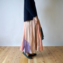 手工縫線半身裙/粉色/ Mikawa紡織品 第4張的照片