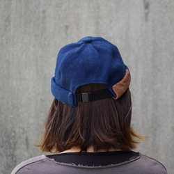 拼布捲帽/靛藍/三河棉刺子編織 第4張的照片