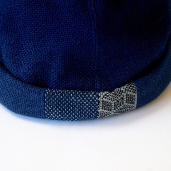 拼布捲帽/靛藍/三河棉刺子編織 第5張的照片