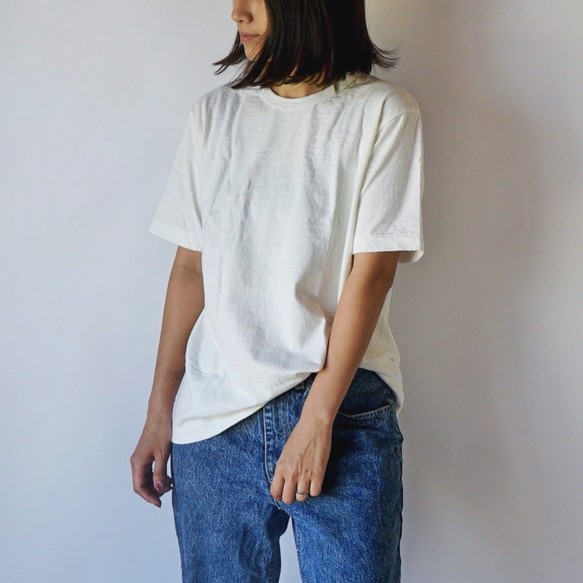 吊り編みスラブTシャツ/生成り/和歌山県産 ニット編生地