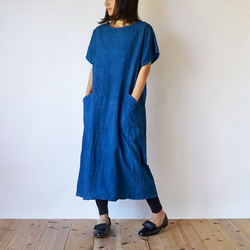 休閒連衣裙/藍色/三河紡織 第1張的照片