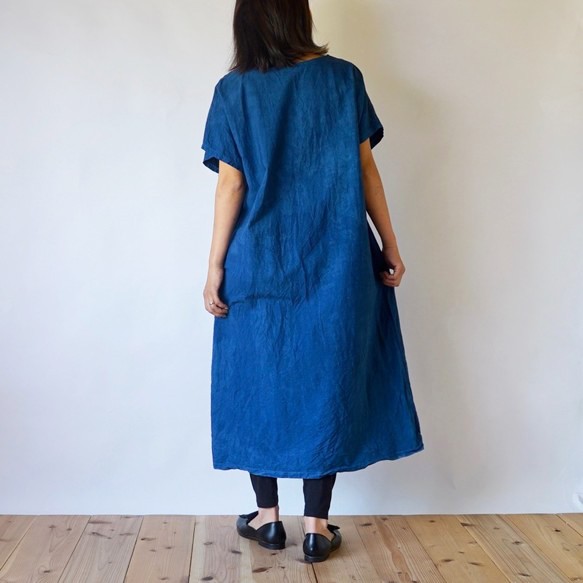 休閒連衣裙/藍色/三河紡織 第3張的照片