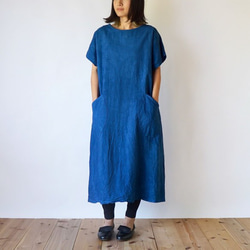休閒連衣裙/藍色/三河紡織 第7張的照片