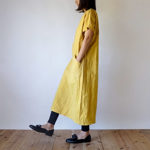 休閒連衣裙/黃色/三河紡織 第2張的照片