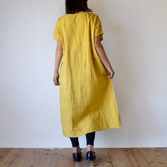 休閒連衣裙/黃色/三河紡織 第3張的照片