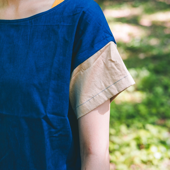 寬鬆上衣/靛藍/ Mikawa紡織品 第3張的照片