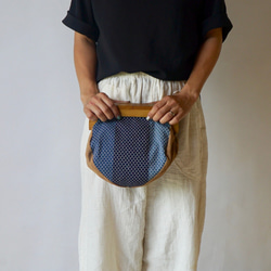 木質手拿包/帶strap魚/恩舒編織sashiko編織靛藍染料 第5張的照片