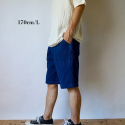 半褲刺子織/純藍染色/三河棉刺子織 第5張的照片
