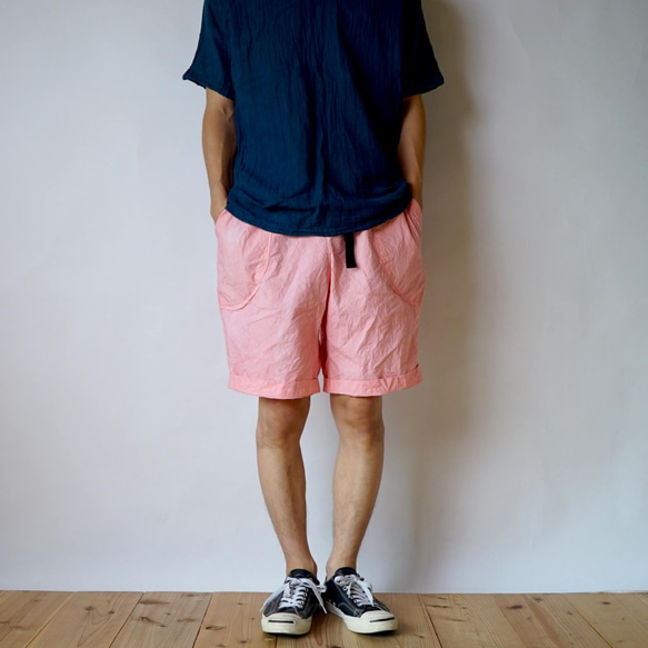脆皮戶外半褲/粉色/遠州紡織 第4張的照片
