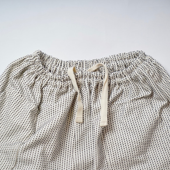 一件式刺子氣球褲/米白色/三河棉刺子編織 第6張的照片