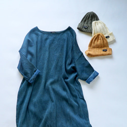 《福袋》暖暖厚裙/藍色+絲針織帽/3色 第1張的照片