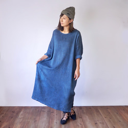 《福袋》暖暖厚裙/藍色+絲針織帽/3色 第4張的照片