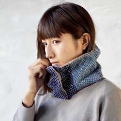 棉質圍脖（圍巾）/靛藍2色/Enshu紡織知多棉紗布 第2張的照片