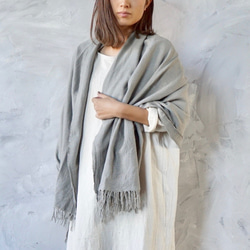 極品光滑大幅披肩/4色/絲綢、羊毛、日本紙、羊絨 第4張的照片