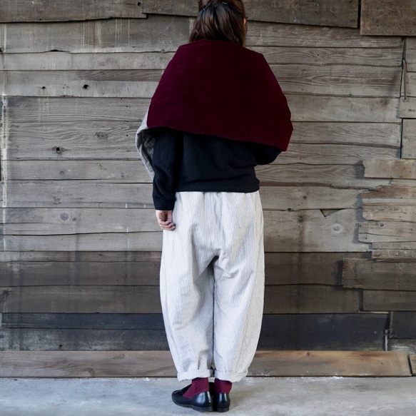 “新年福袋”Snood Poncho/Tweed &amp; Velor Bordeaux + Single Sashiko B 第3張的照片