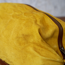 焦糖色單肩包/含羞草黃/Mikawa 紡織圍裙帆布 第8張的照片