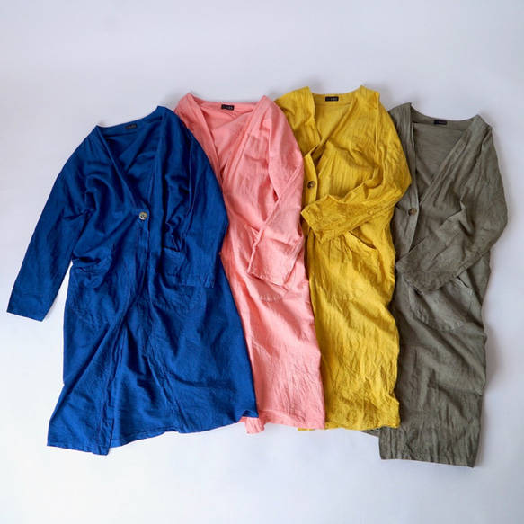 棉質外罩長袍/4色/三河紡織 第1張的照片
