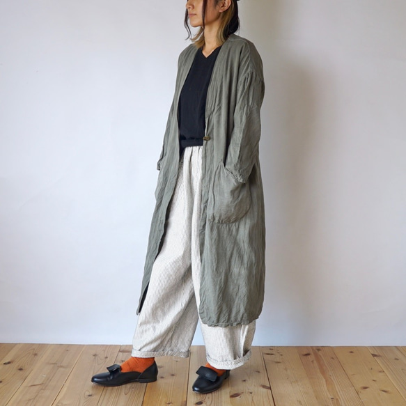 棉質外罩長袍/4色/三河紡織 第4張的照片