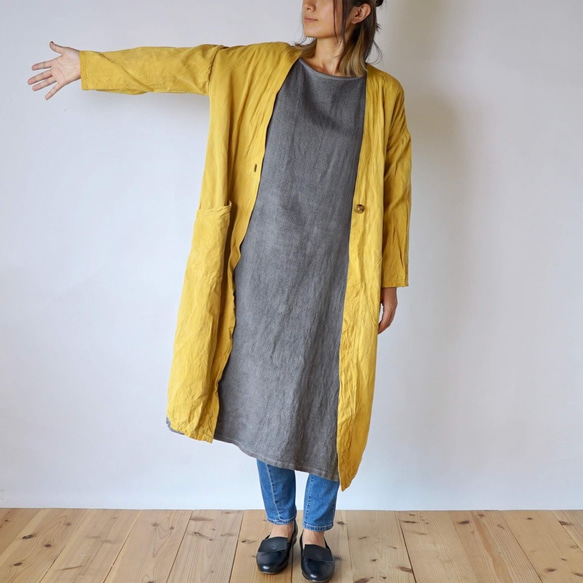 棉質外罩長袍/4色/三河紡織 第5張的照片