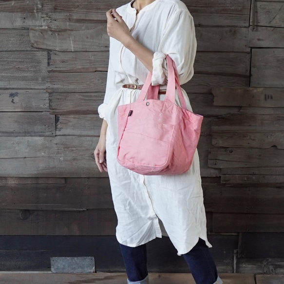日常手提袋/4 色/Mikawa 紡織圍裙帆布 第2張的照片