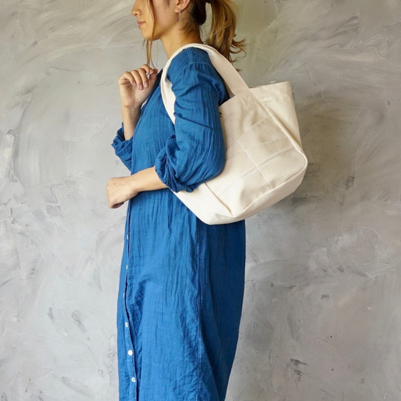 日常手提袋/未漂白/Mikawa 紡織圍裙帆布 第2張的照片