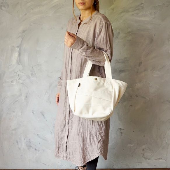 日常手提袋/未漂白/Mikawa 紡織圍裙帆布 第4張的照片