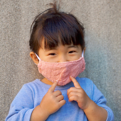 [2 件超值套裝] 兒童口罩 雪花圖案/海軍藍和粉色/遠州紡織 第1張的照片