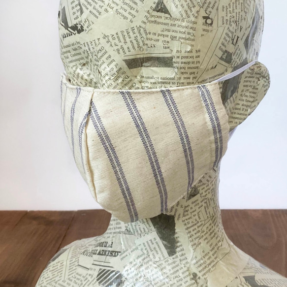 半亞麻3D面具/條紋/三河紡織 第1張的照片