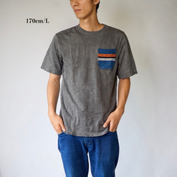 口袋T卹（青海波）/本色或柿子鞣/和歌山縣針織 第3張的照片