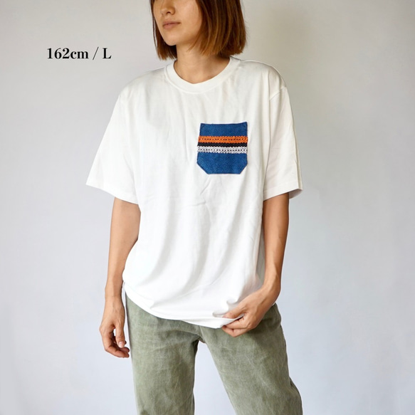 口袋T卹（青海波）/本色或柿子鞣/和歌山縣針織 第2張的照片