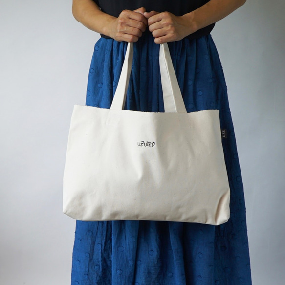 刺繡姓名環保袋/未漂白/Mikawa 紡織圍裙帆布 第2張的照片