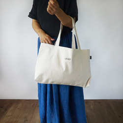 刺繡姓名環保袋/未漂白/Mikawa 紡織圍裙帆布 第10張的照片