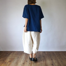 「夏日福袋」喇叭袖薄紗T卹/藍色+燈籠褲8/4長/米色 第3張的照片