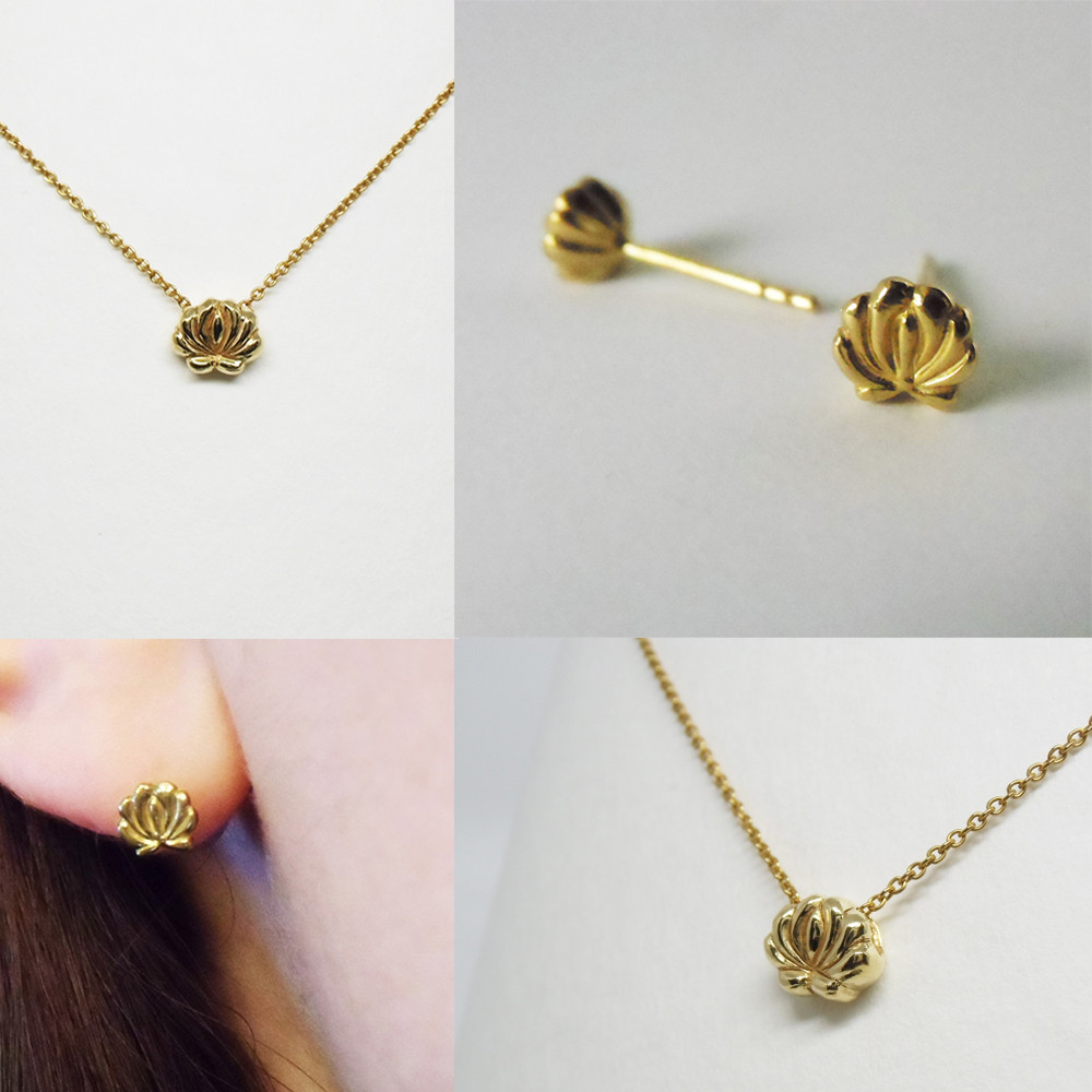 【送料無料】Creema限定ハンガリーの刺繍モチーフピアス・ネックレスセットYG plated