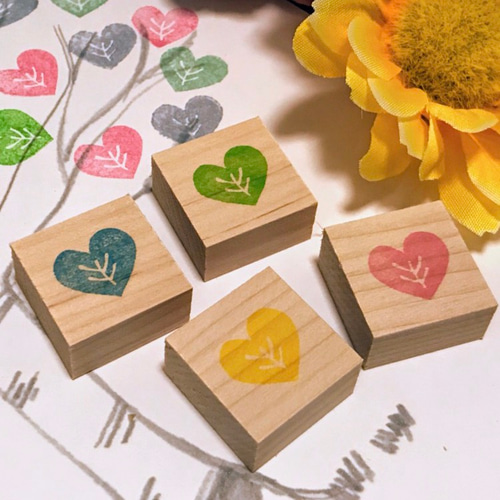 消しゴムはんこ　ハートの木＆ハートの葉っぱ 消しゴムはんこ ハートの木＆ハートの葉っぱ ミニハート