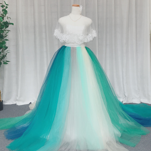 7色のレインボーカラーオーバースカート、トレーンあり ドレス loveme  