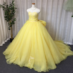 オーガンジーのカラードレス、ハンドメイドウェディングドレス、 2枚目の画像