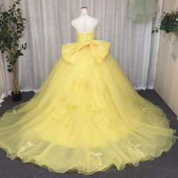 オーガンジーのカラードレス、ハンドメイドウェディングドレス、 3枚目の画像