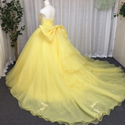 オーガンジーのカラードレス、ハンドメイドウェディングドレス、 4枚目の画像