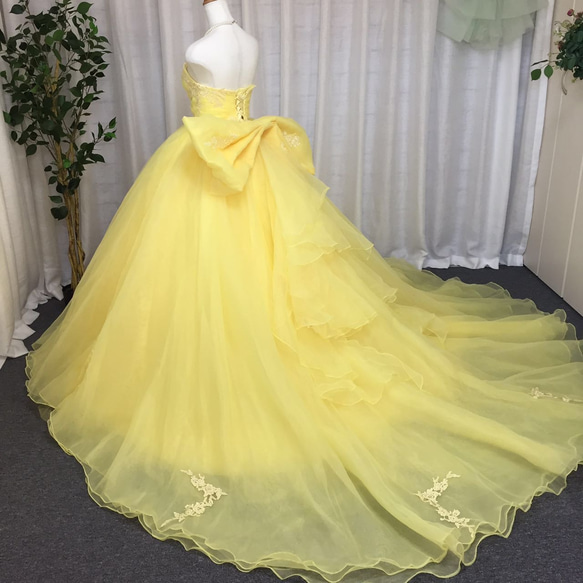 オーガンジーのカラードレス、ハンドメイドウェディングドレス、 4枚目の画像