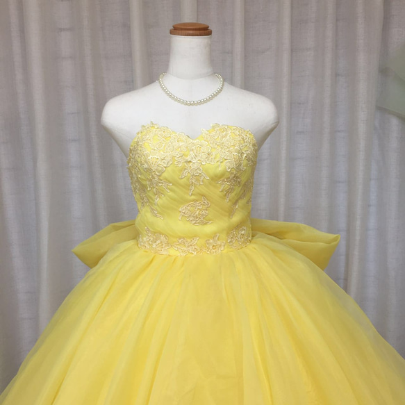オーガンジーのカラードレス、ハンドメイドウェディングドレス、 5枚目の画像