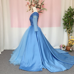 長袖カラードレス、ハンドメイドウェディングドレス、 3枚目の画像