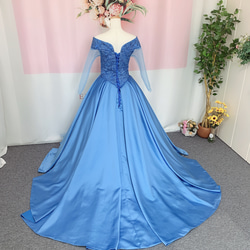 長袖カラードレス、ハンドメイドウェディングドレス、 5枚目の画像