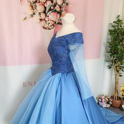 長袖カラードレス、ハンドメイドウェディングドレス、 6枚目の画像