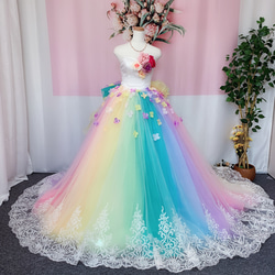 レース、お花付き,レインボーカラーオーバースカート,パック レース、お花付き,レインボーカラーオーバースカート,パック