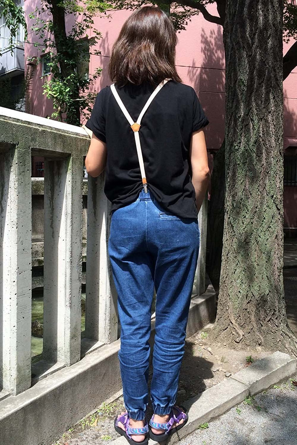 NOMURA 修身 Y 型背帶 15 毫米寬牛仔褲 素色 日本製造 袋裝 深受女性歡迎 免運費 第3張的照片