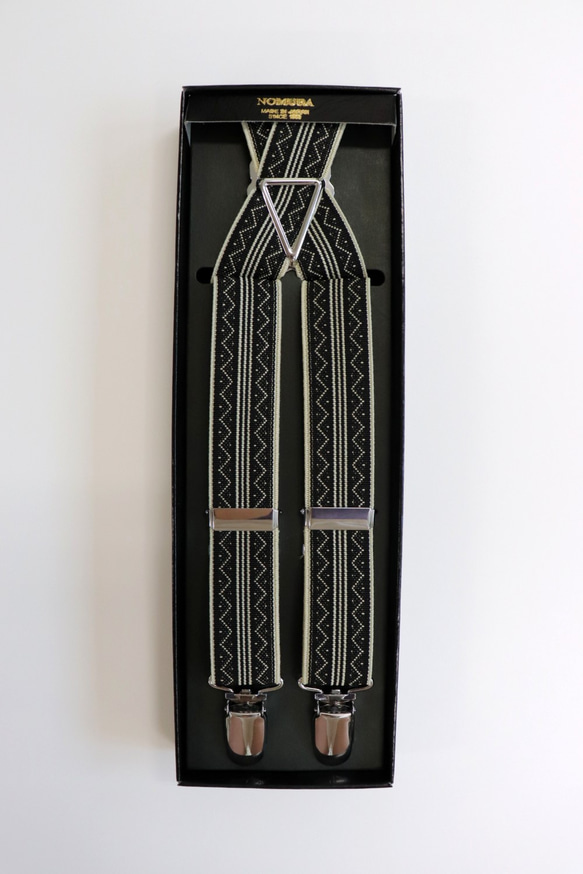 NOMURA 吊帶男式 25 毫米寬西裝 X 型民族橡膠夾盒裝免費送貨 第5張的照片